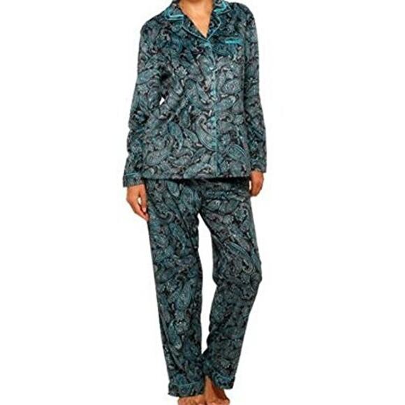 Celestial Dreams Fleece Pajama Set Paisley Button Top Pants Cozy Women Small NWT - Picture 1 of 5